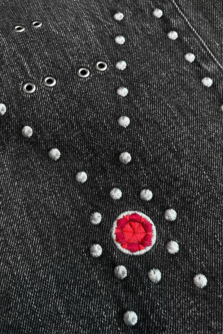 embroidery studs  denim shorts