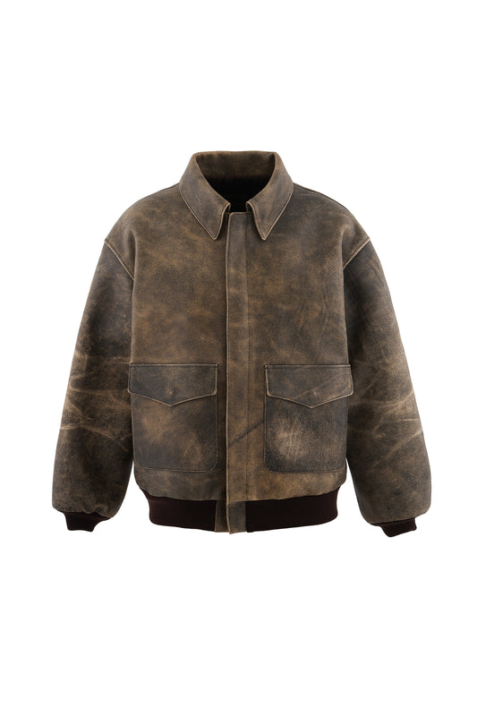 SRYM_LEATHER A2 JKT//BROWN