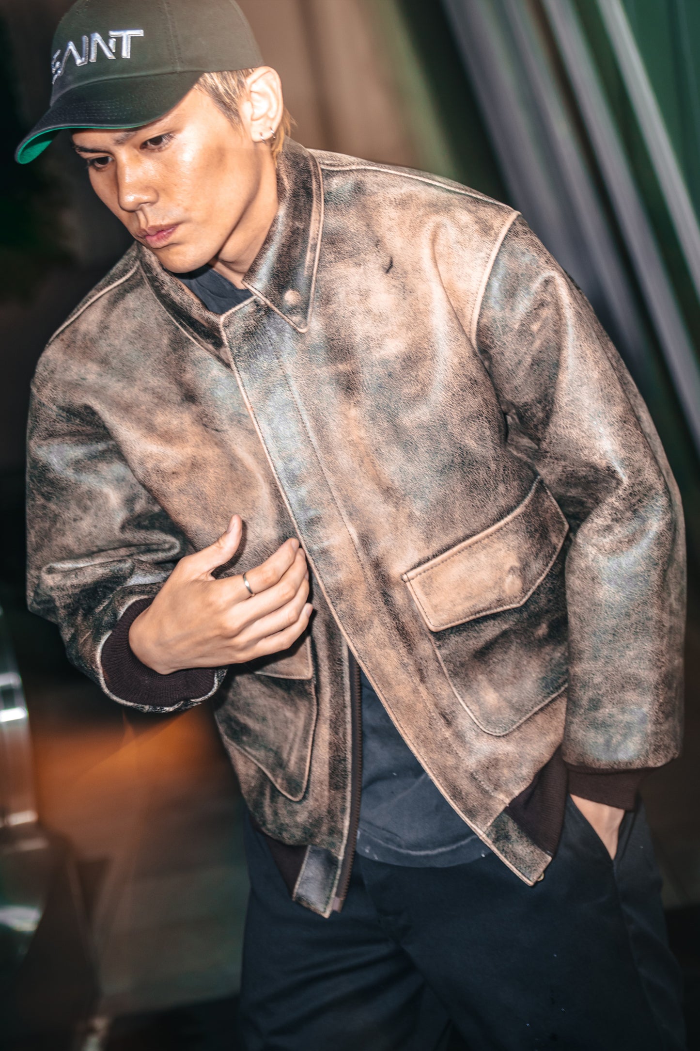 SRYM_LEATHER A2 JKT//BROWN