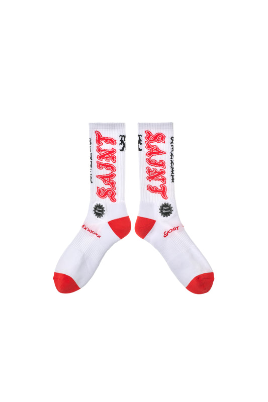 SOCKS/SAINT/WHITE+RED