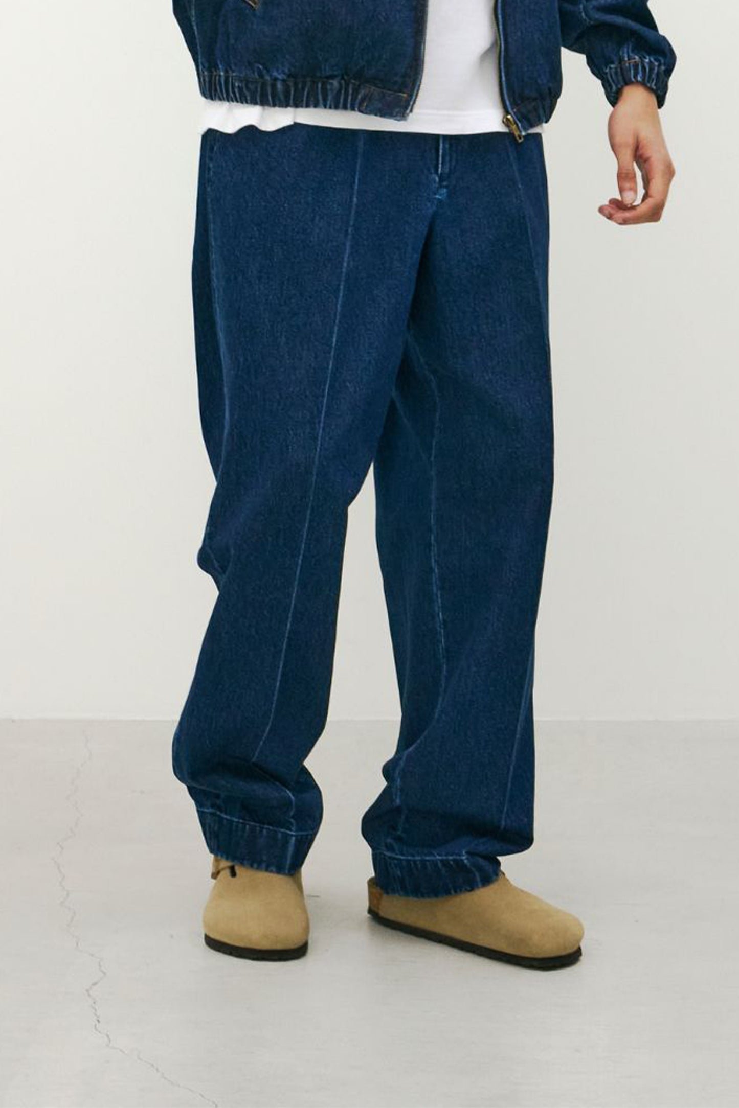 DENIM TWO TUCK TROUSERS