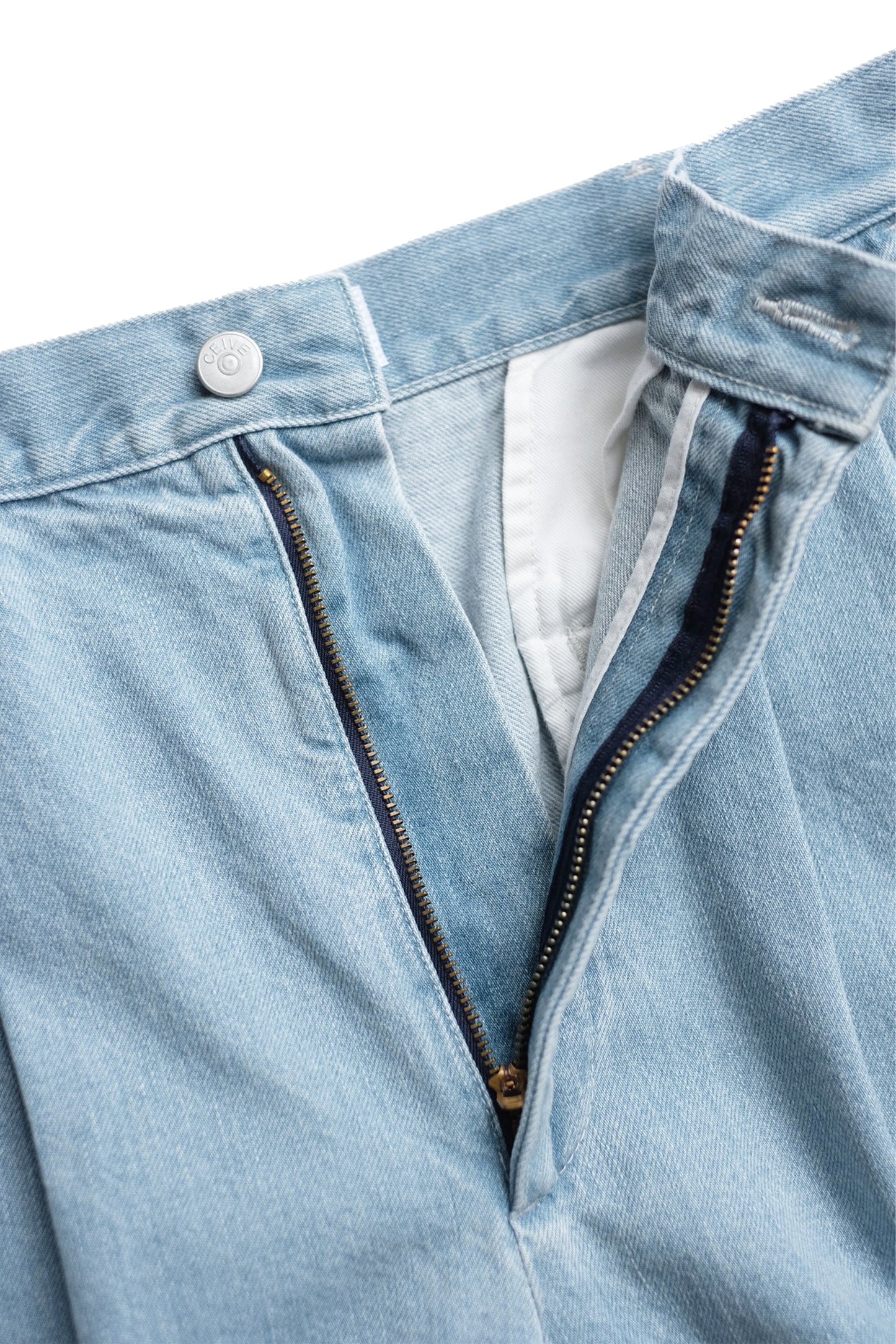 DENIM TWO TUCK TROUSERS