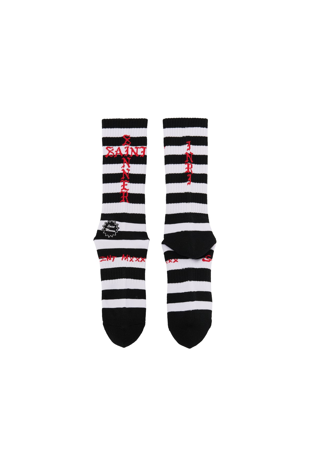 SOCKS/BORDER/BLACK+WHITE