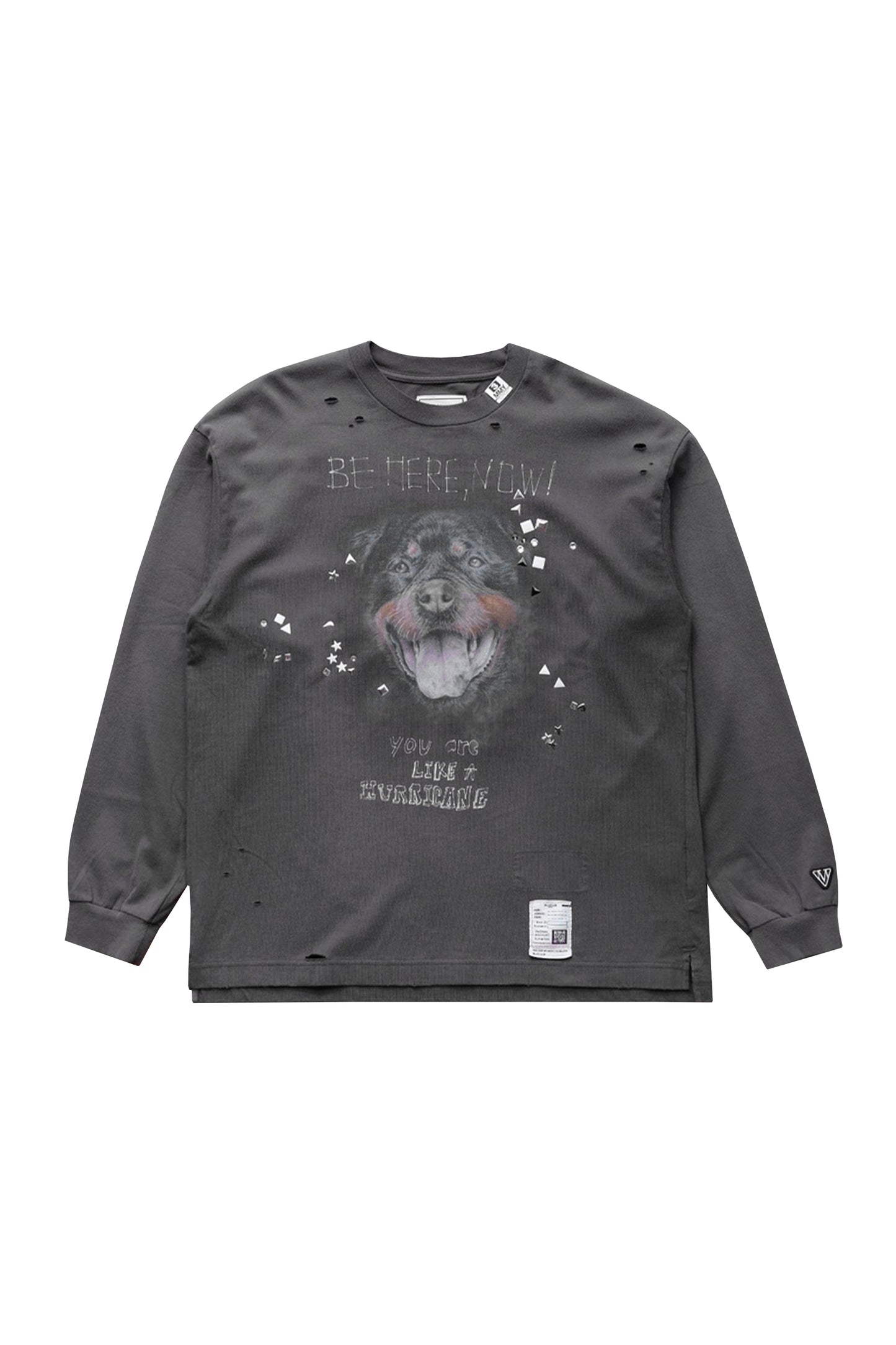 EMBELLISHED DISTRESSED LONG SLEEVES TEE