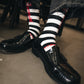 SOCKS/BORDER/BLACK+WHITE