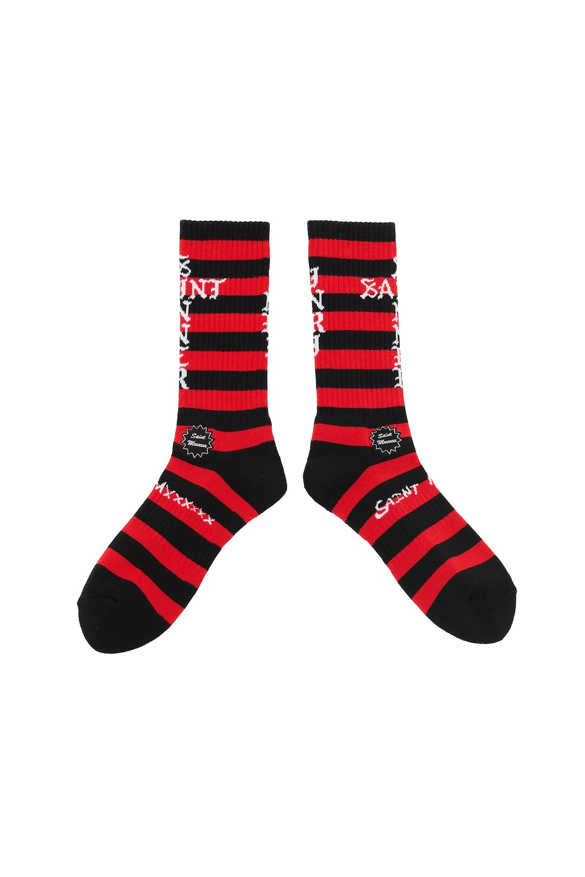 SOCKS/BORDER/BLACK+RED