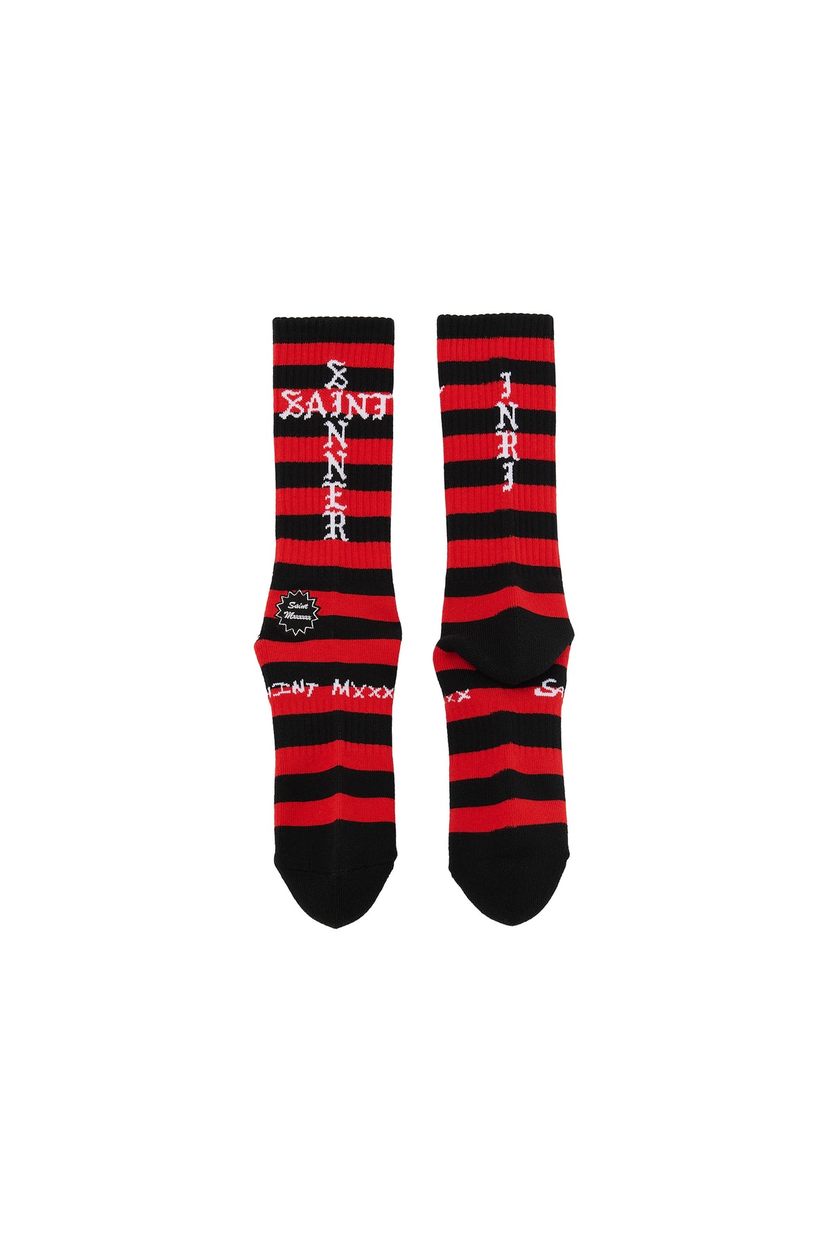 SOCKS/BORDER/BLACK+RED