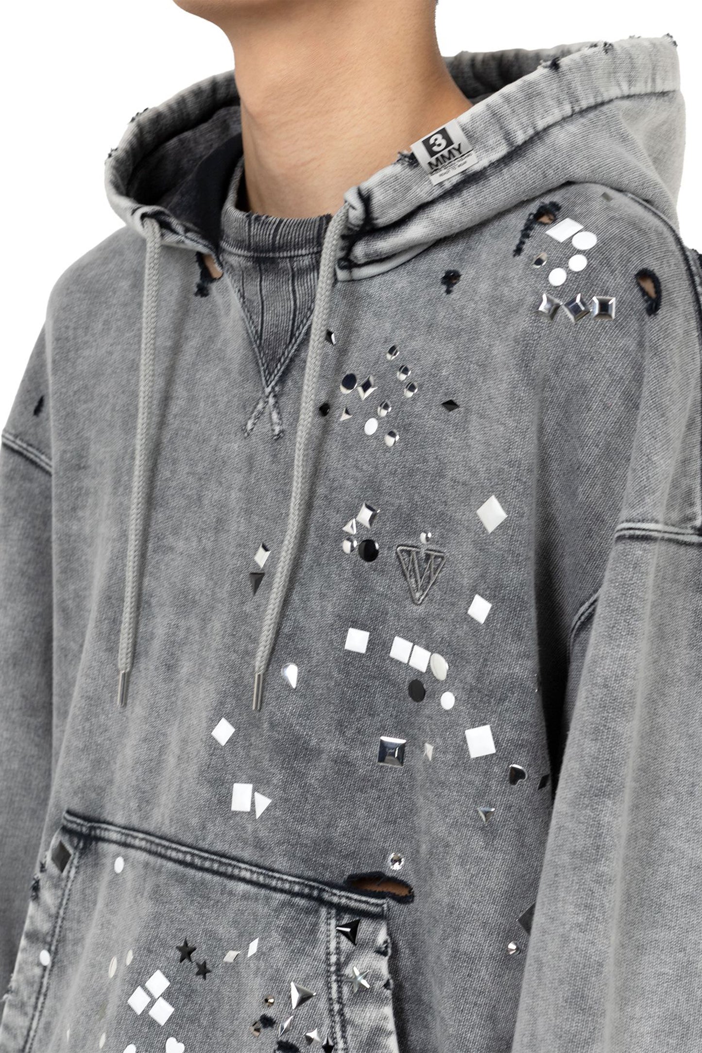 EMBELLISHED BLEACHED HOODIE