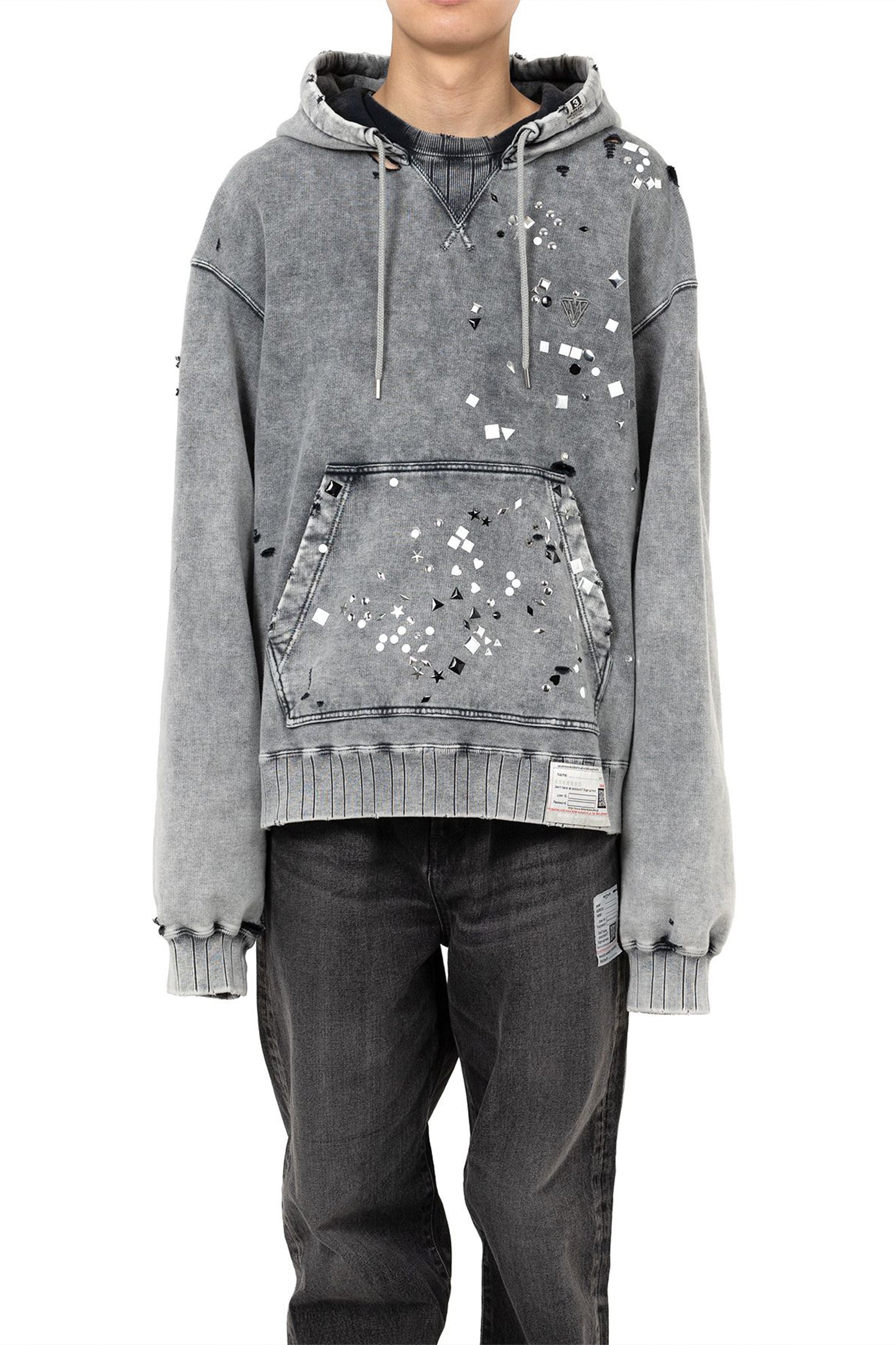 EMBELLISHED BLEACHED HOODIE