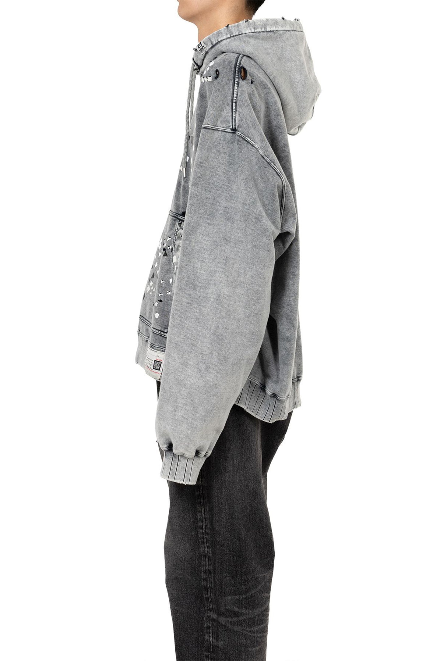 EMBELLISHED BLEACHED HOODIE