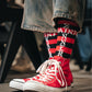 SOCKS/BORDER/BLACK+RED