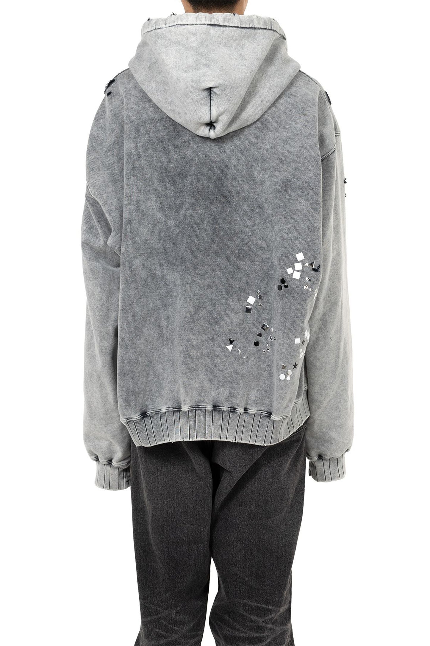 EMBELLISHED BLEACHED HOODIE