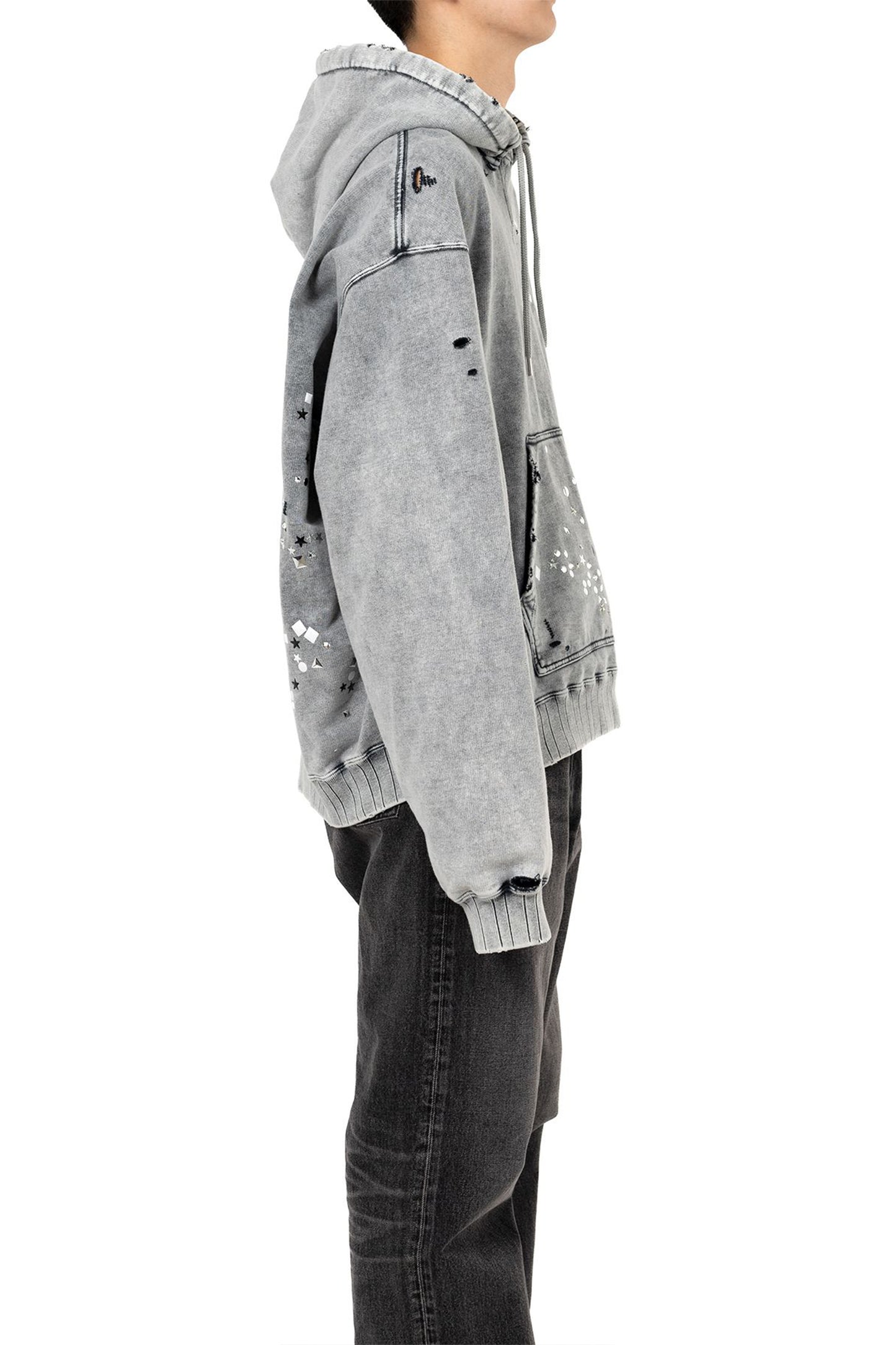 EMBELLISHED BLEACHED HOODIE