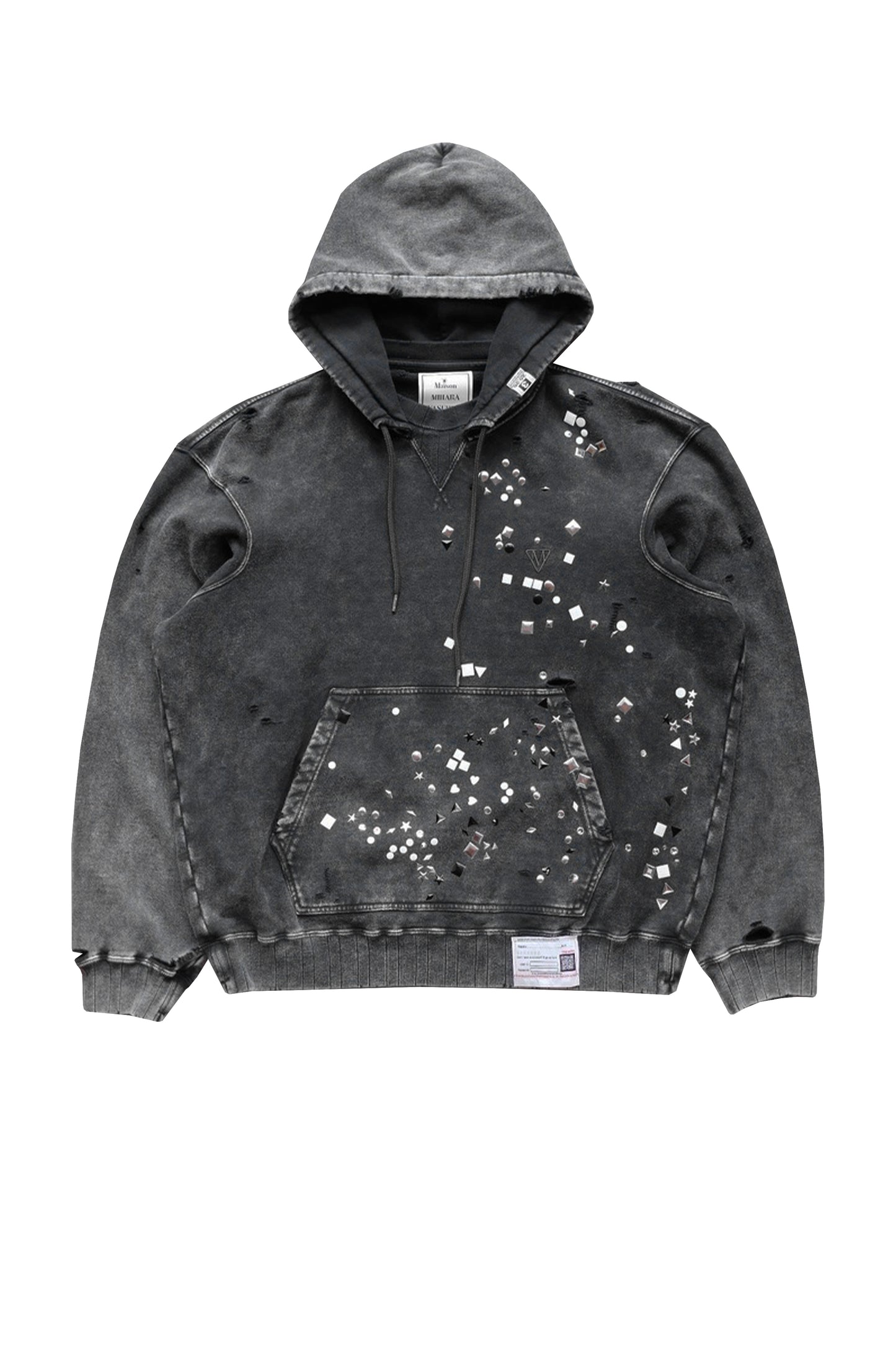 EMBELLISHED BLEACHED HOODIE