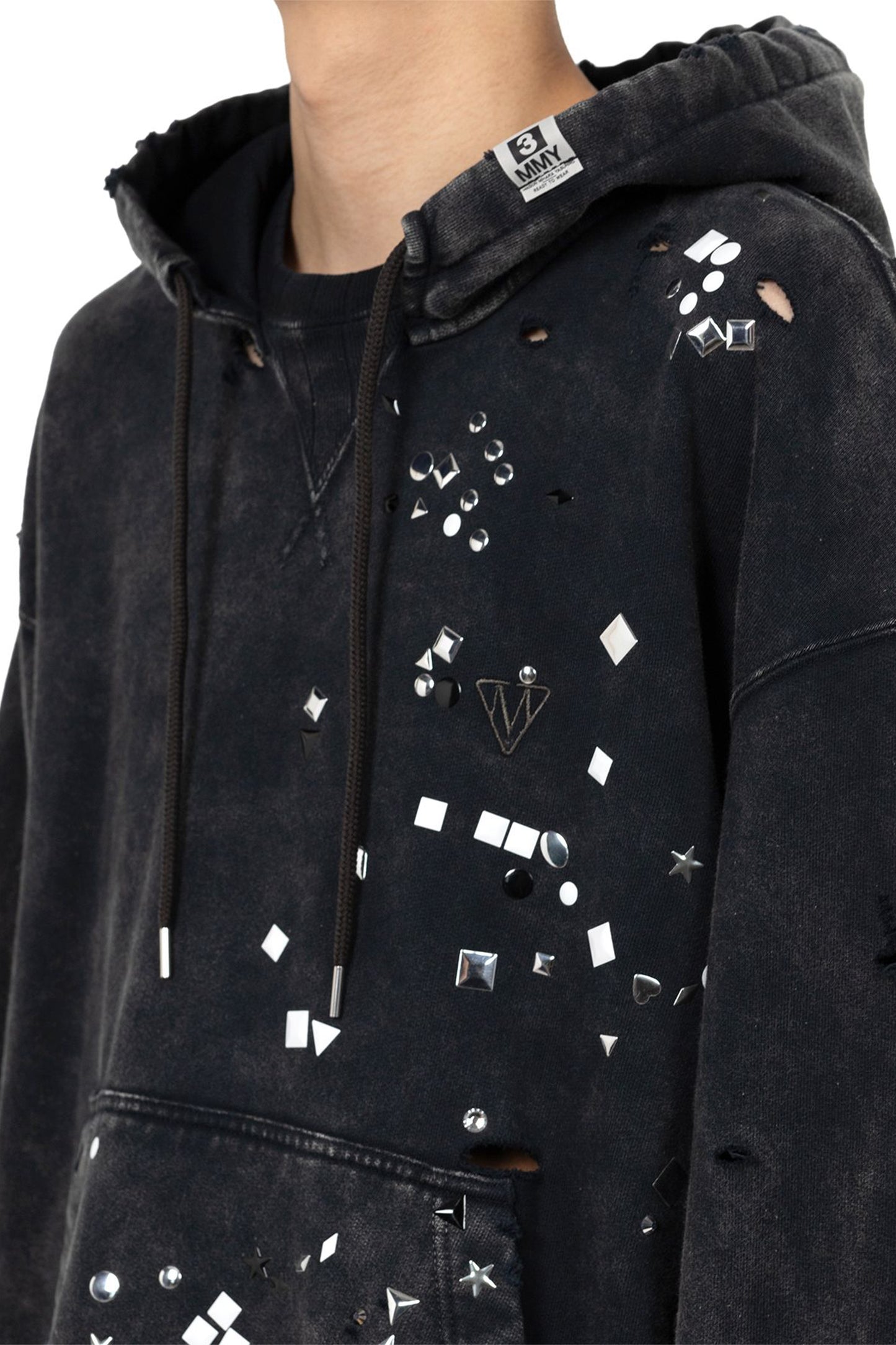 EMBELLISHED BLEACHED HOODIE