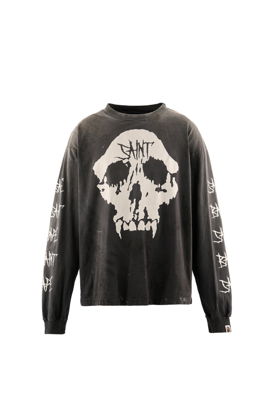 BAPE_LS T-SHIRT/SKULL/BLACK