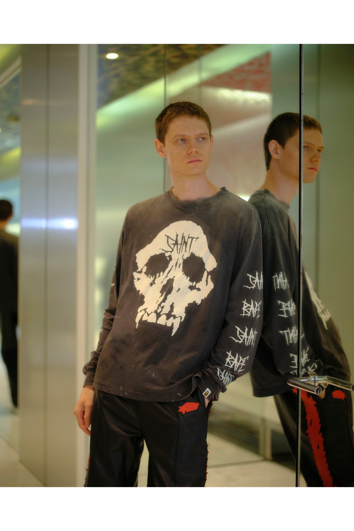 BAPE_LS T-SHIRT/SKULL/BLACK