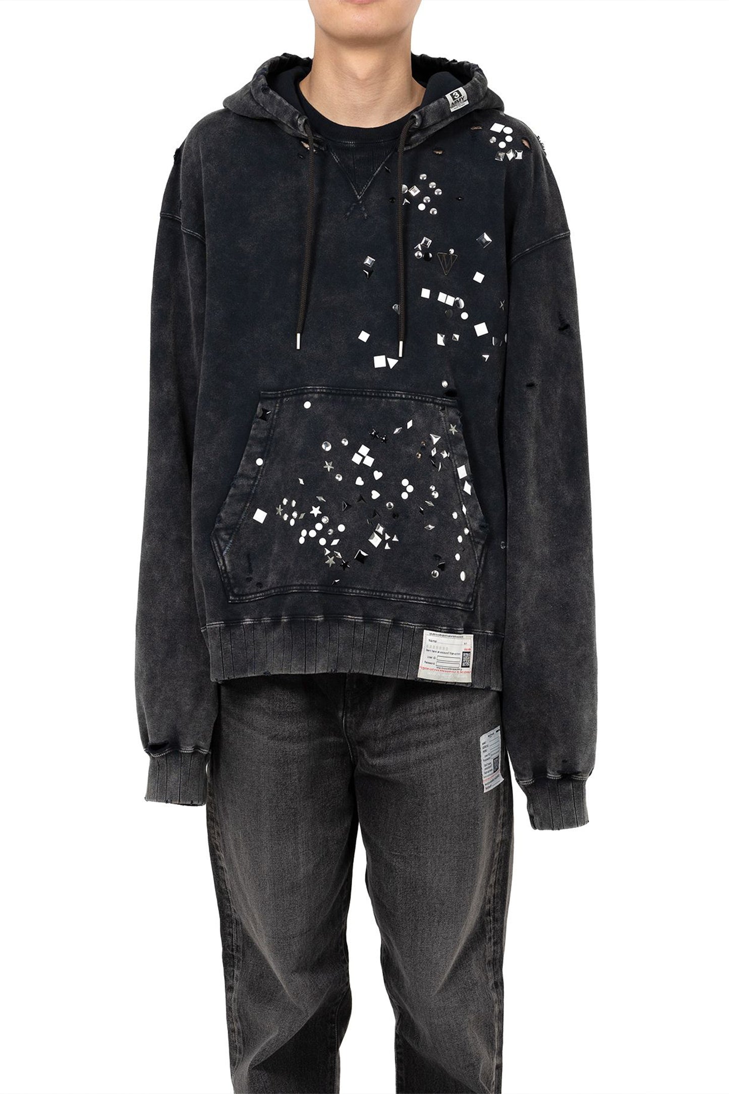 EMBELLISHED BLEACHED HOODIE