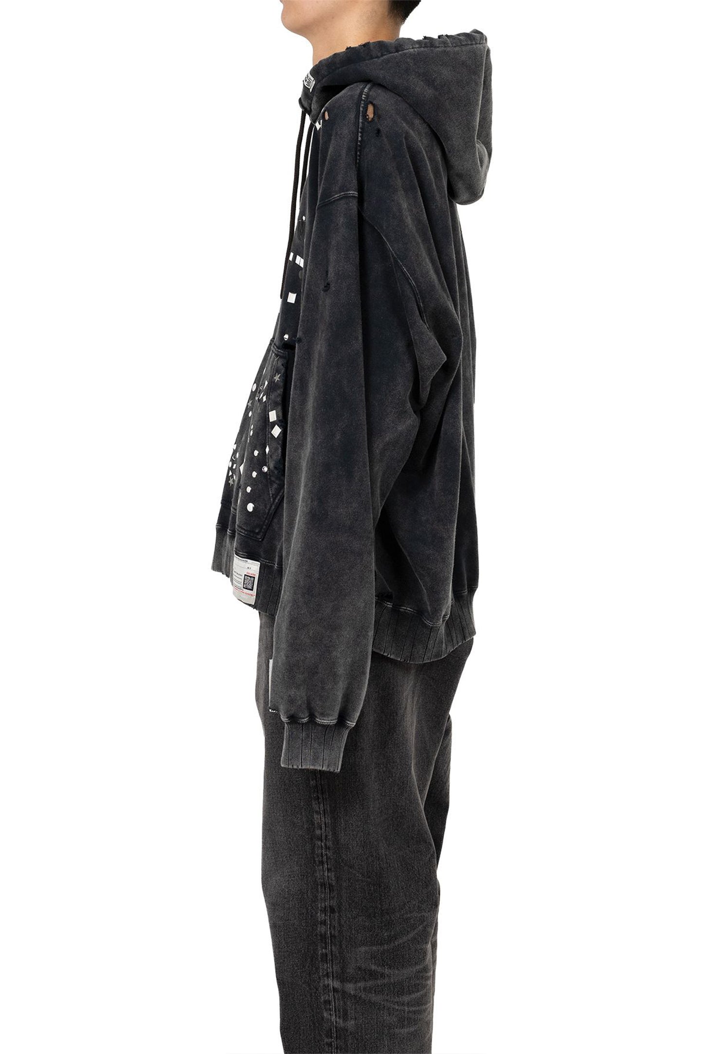EMBELLISHED BLEACHED HOODIE