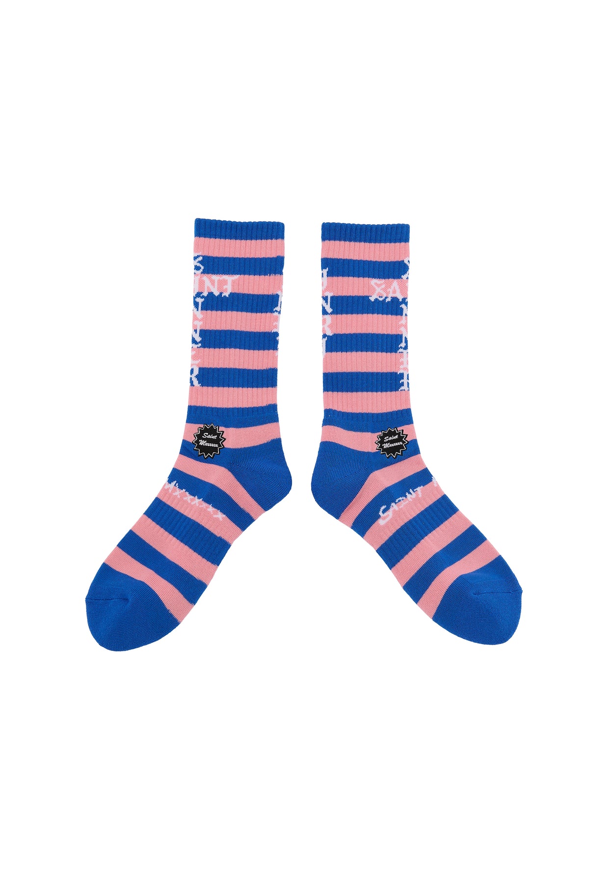 SOCKS/BORDER/BULE+PINK