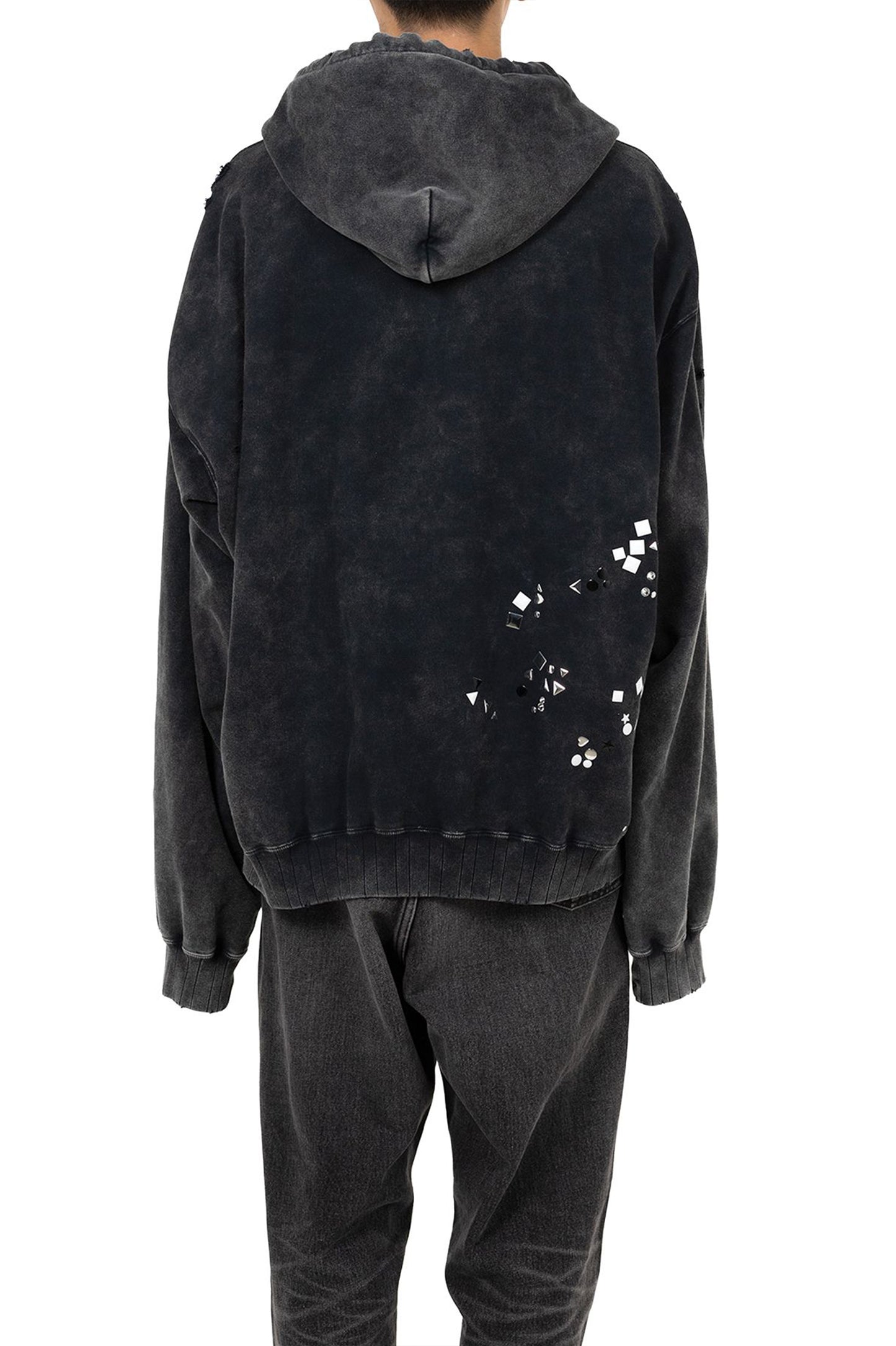 EMBELLISHED BLEACHED HOODIE