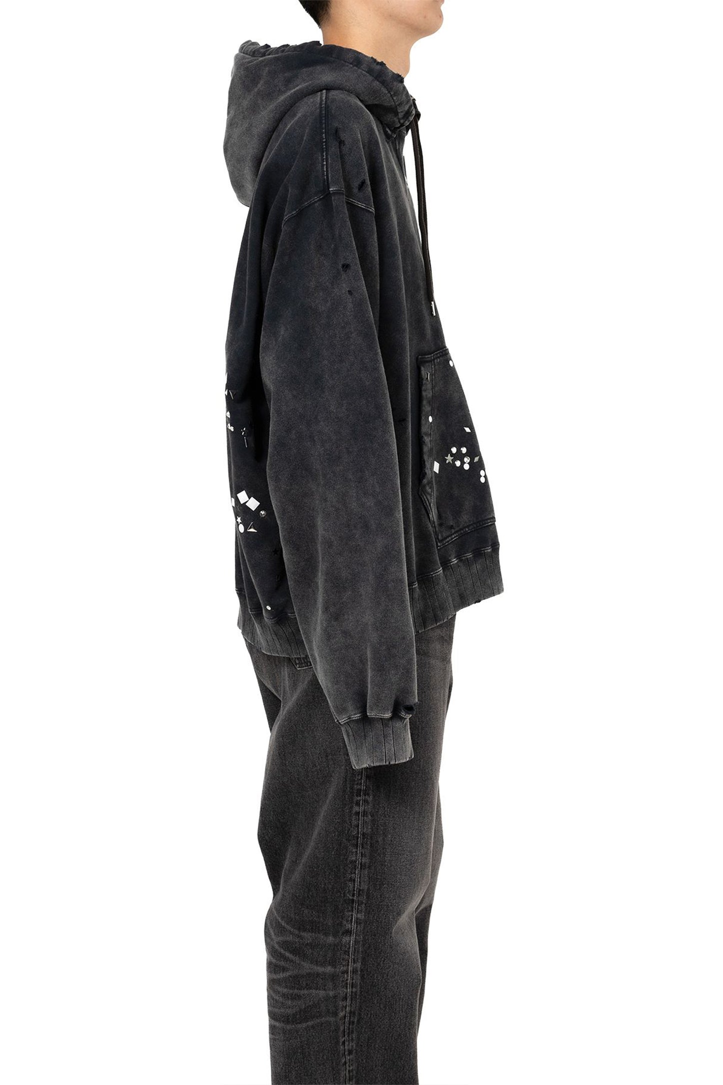 EMBELLISHED BLEACHED HOODIE