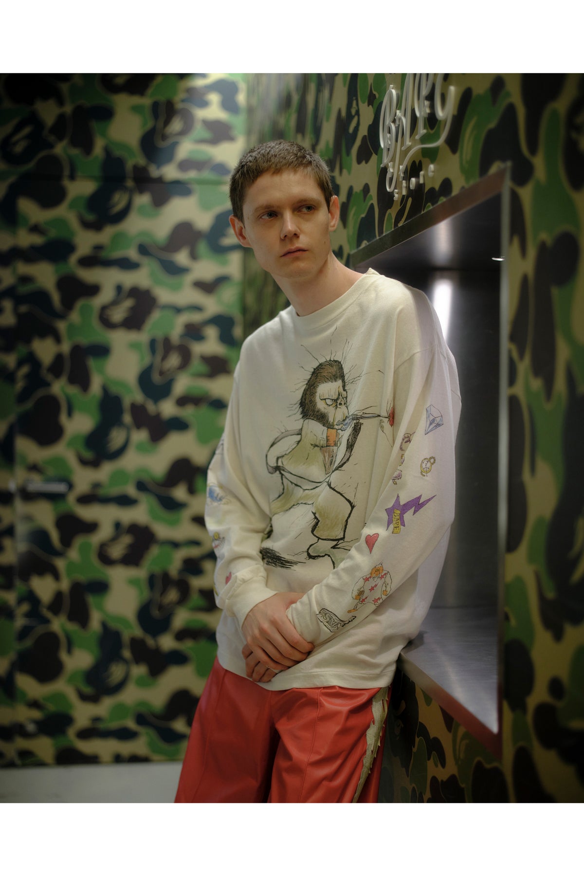 BAPE_LS T-SHIRT/RUNNING/WHITE