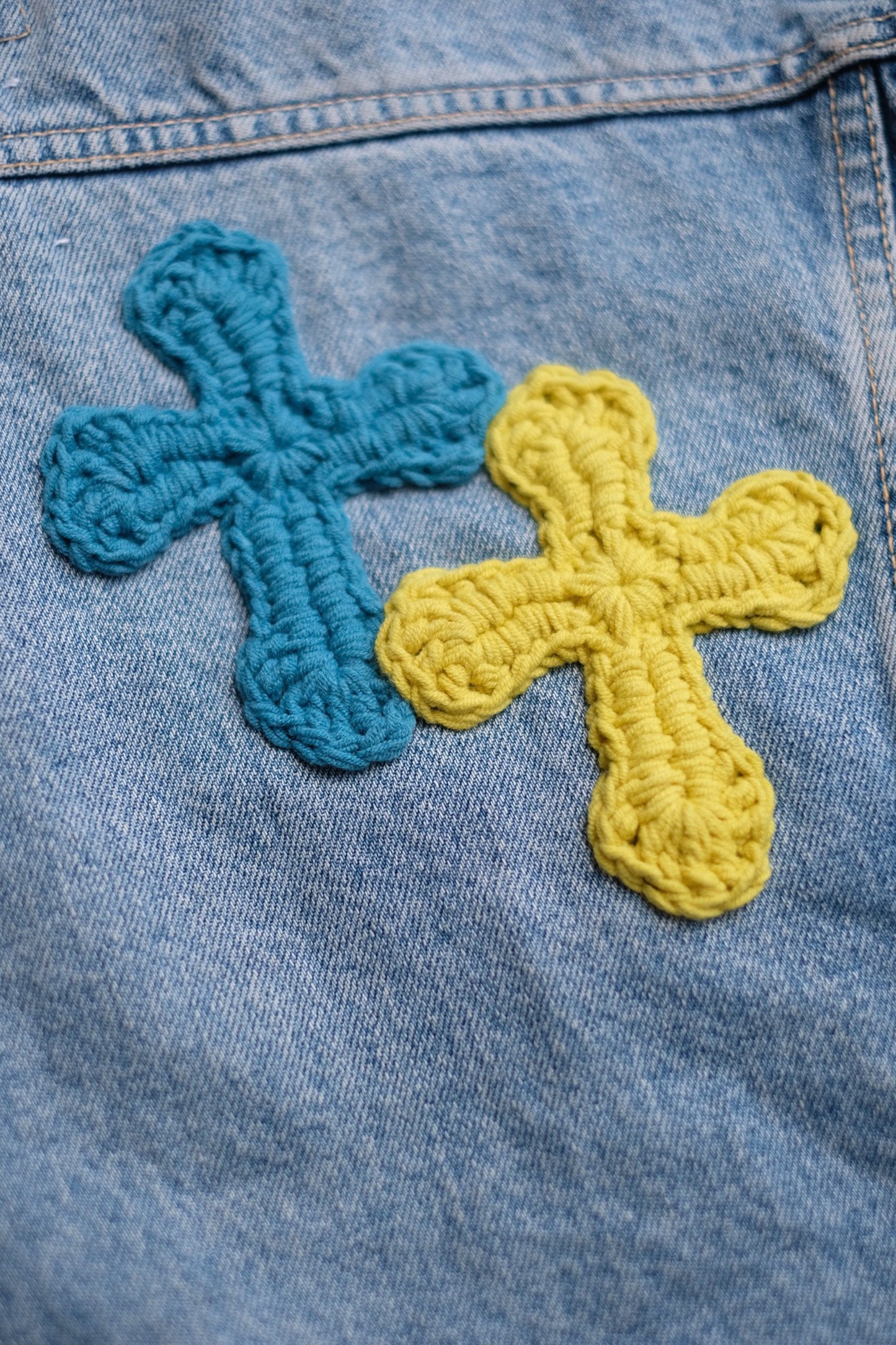 3D cross knit Denim Jacket