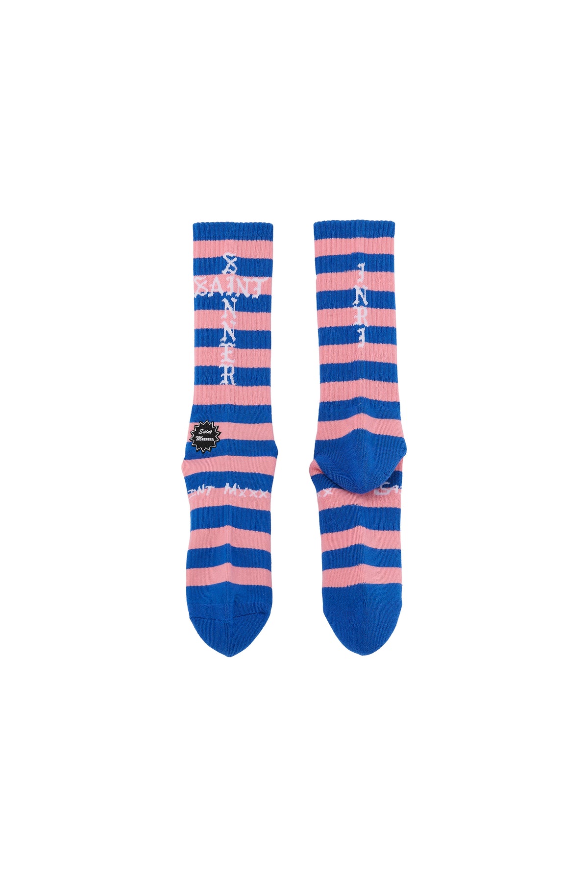 SOCKS/BORDER/BULE+PINK
