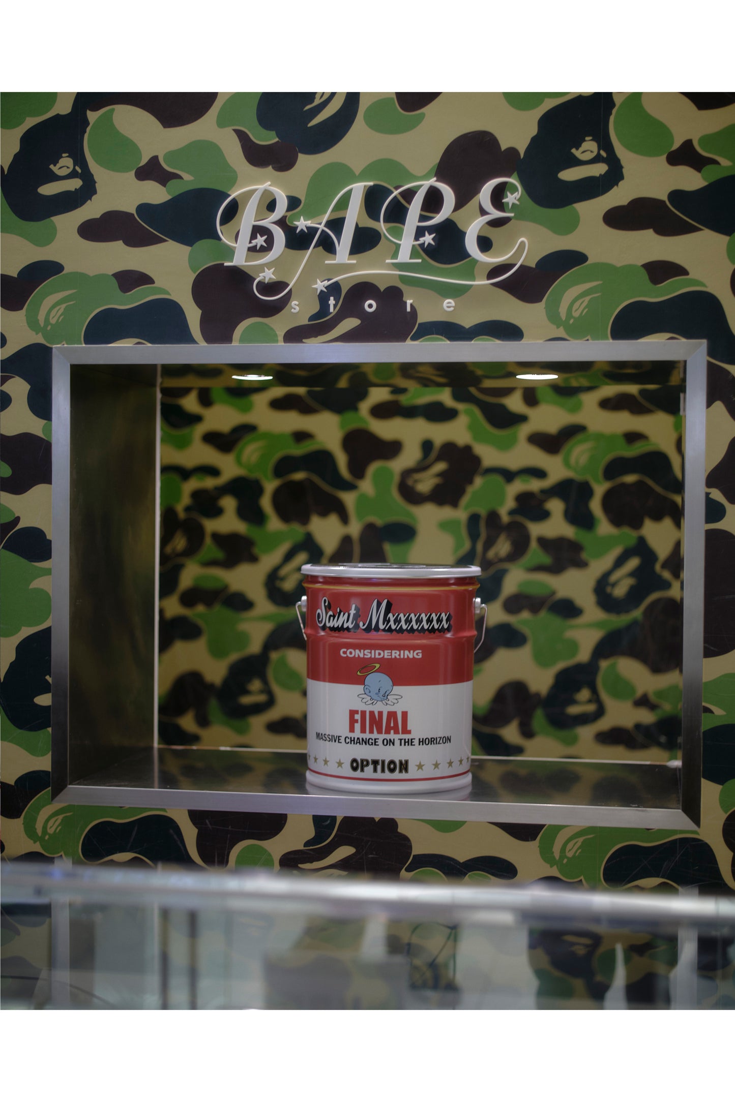 BAPE_CAN STOOL/WHITE+RED