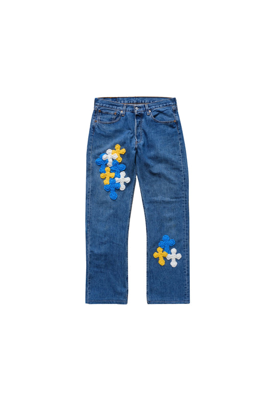 3D cross knit Denim