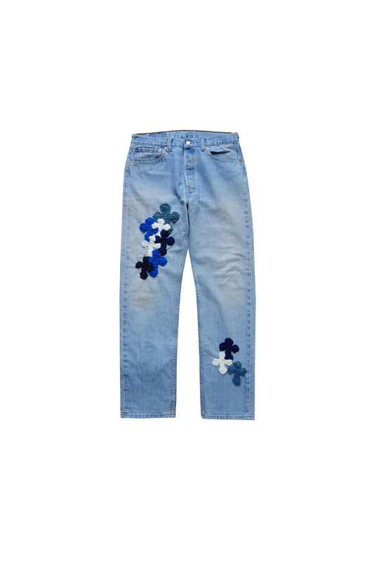 3D cross knit Denim