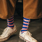 SOCKS/BORDER/BULE+PINK