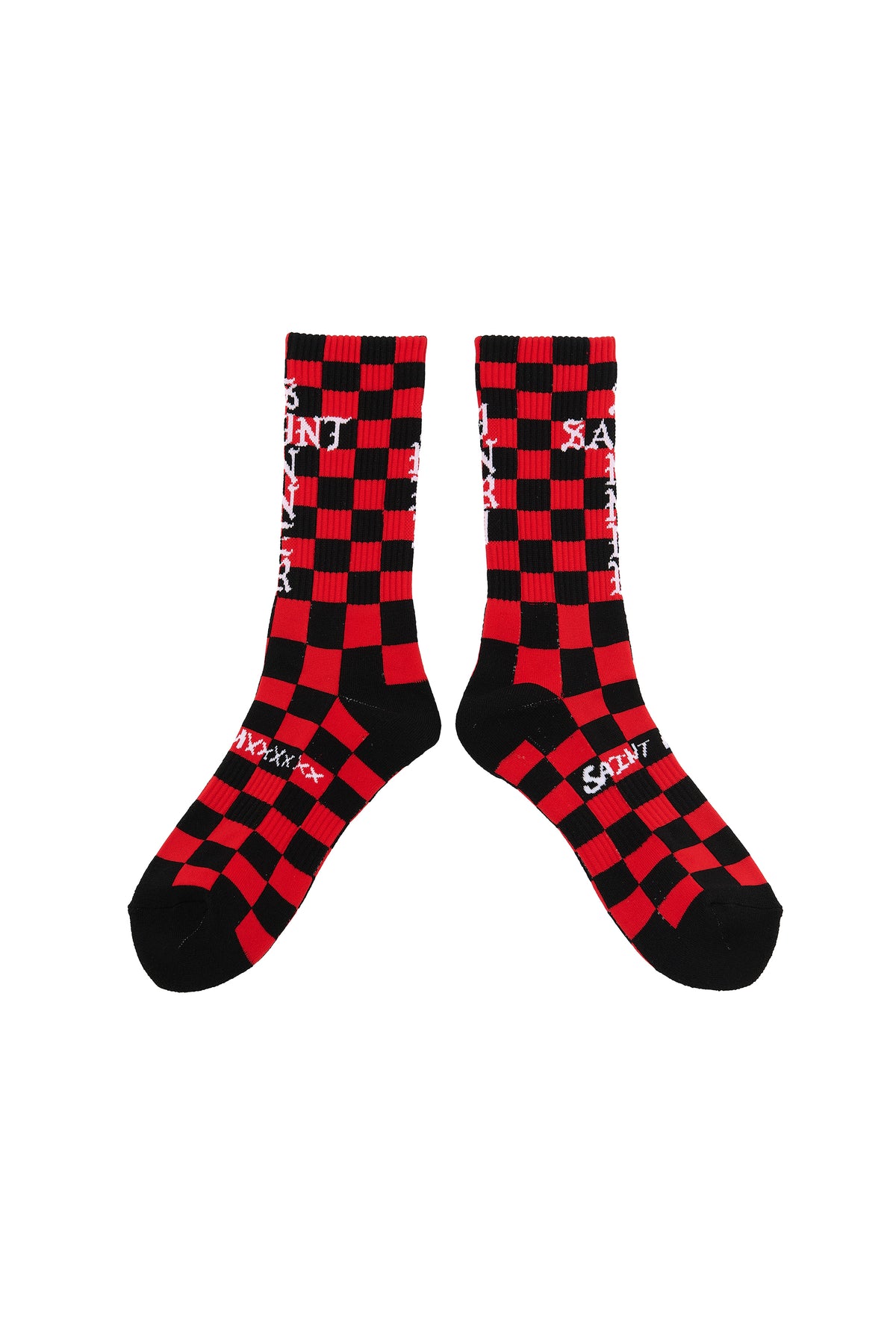 SOCKS/CHECK/BLACK+RED