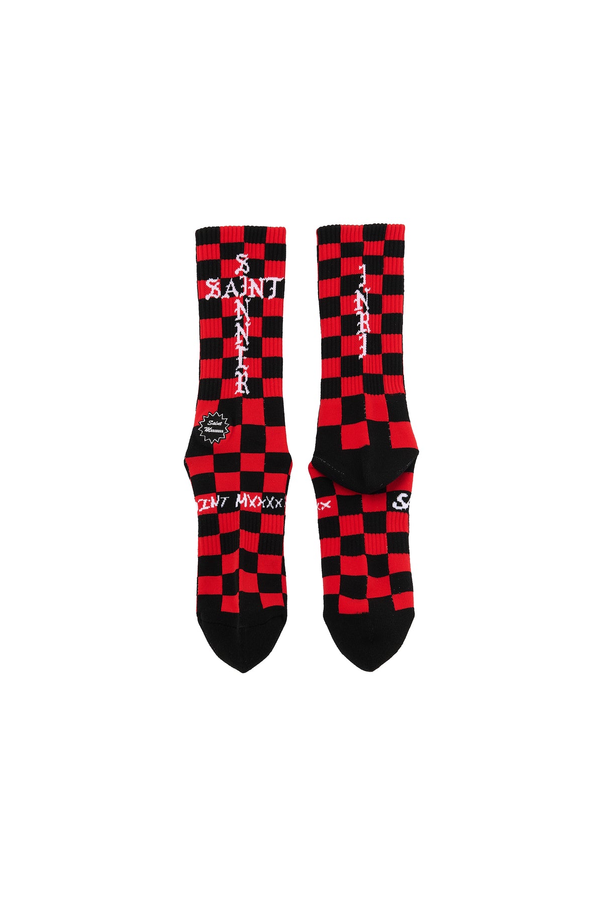 SOCKS/CHECK/BLACK+RED