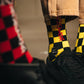 SOCKS/CHECK/BLACK+RED