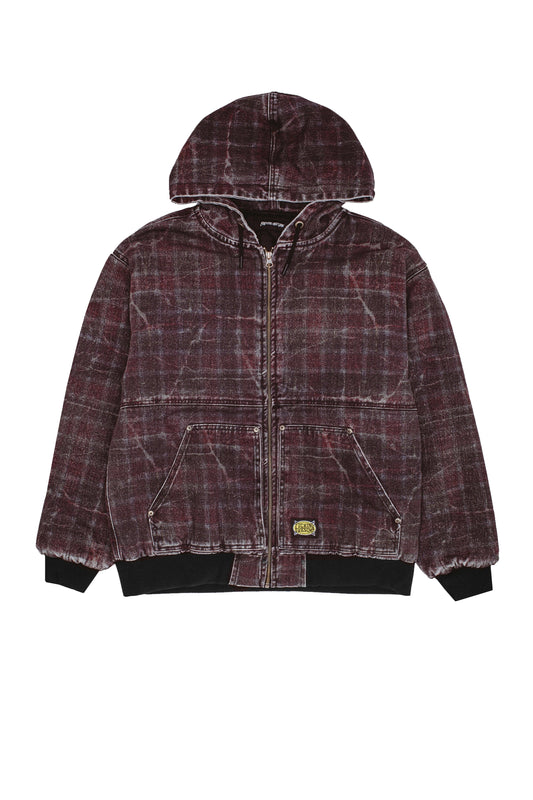 Distressed Plaid KO Work Jacket