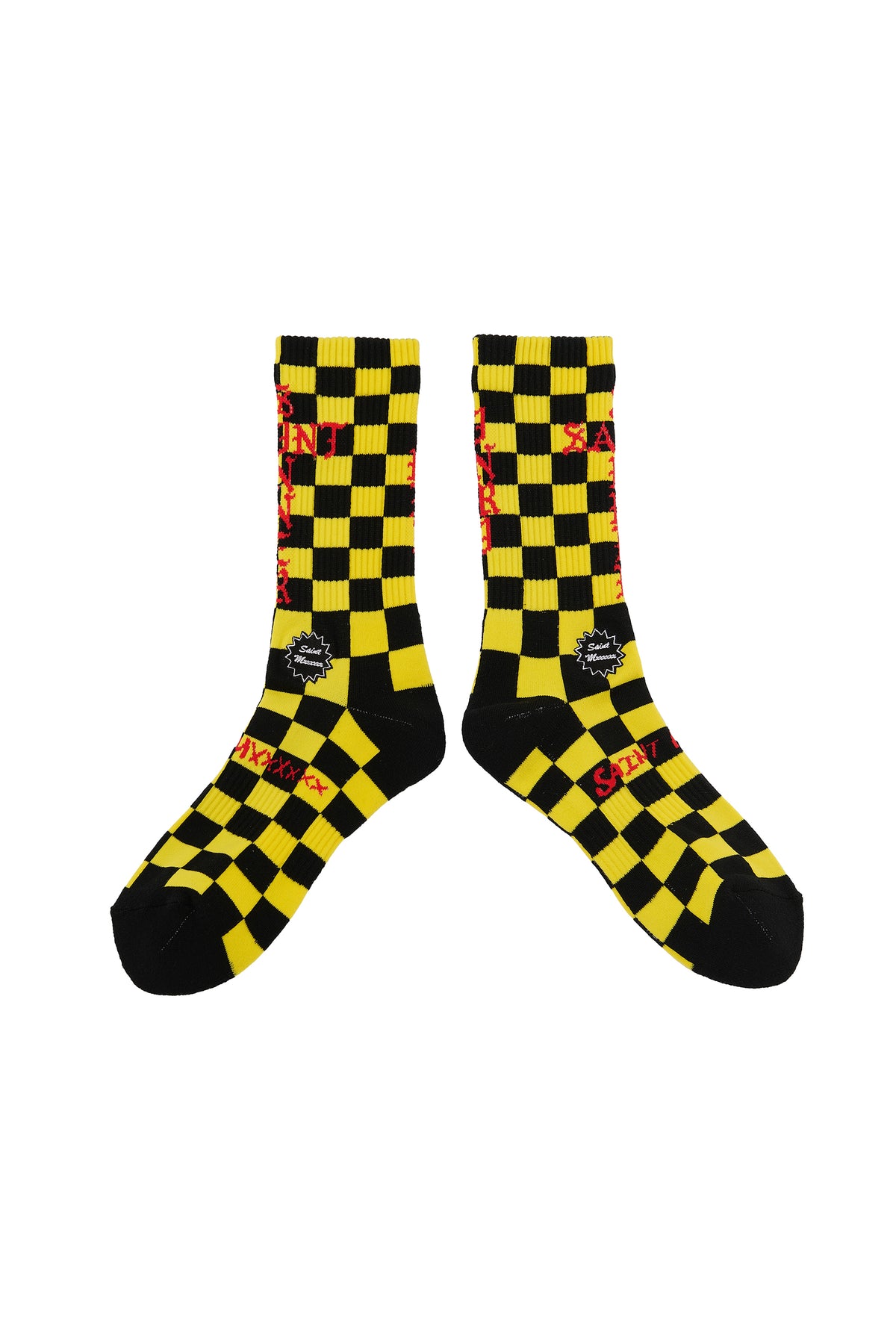 SOCKS/CHECK/BLACK+YELLOW
