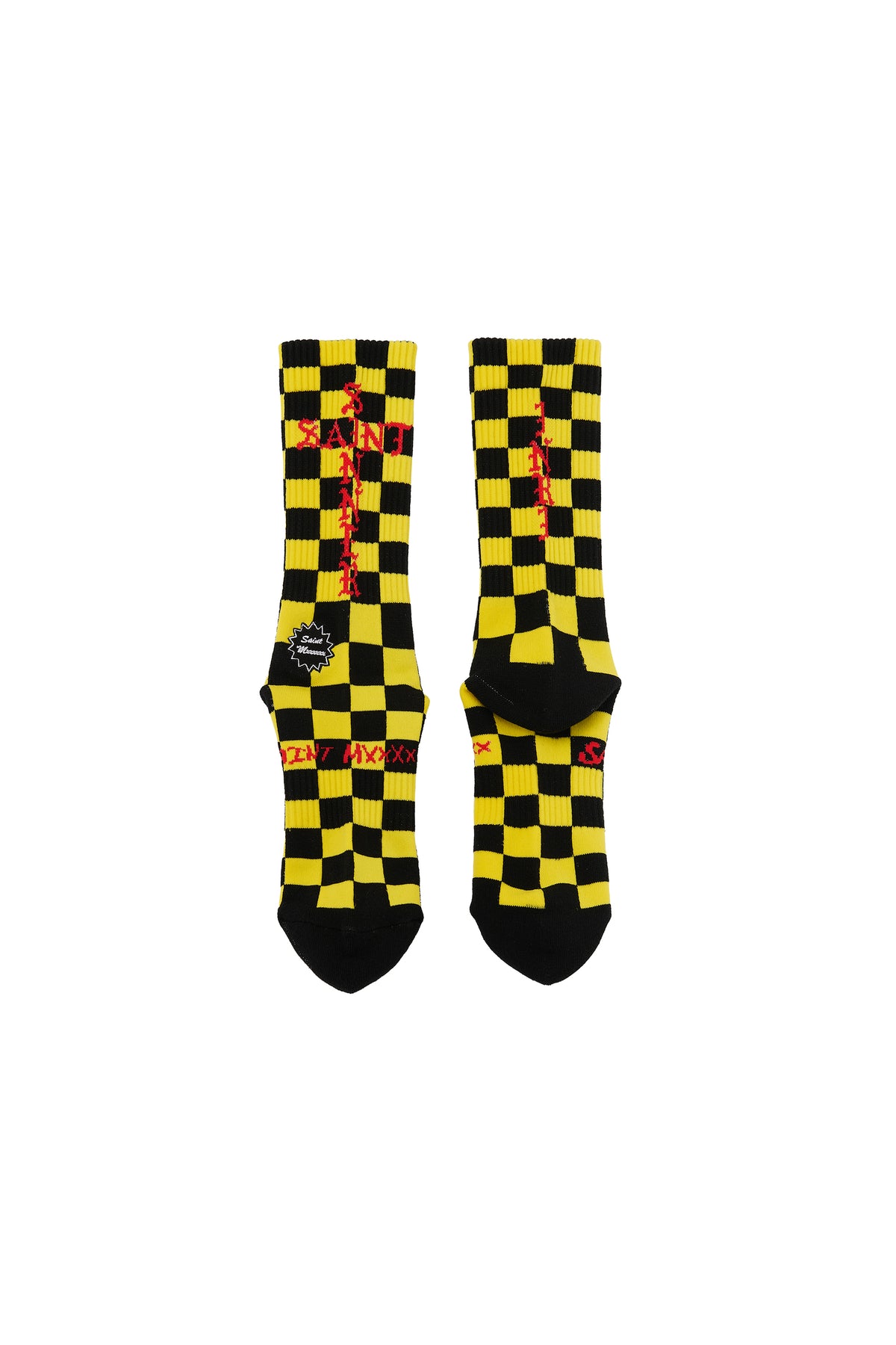 SOCKS/CHECK/BLACK+YELLOW
