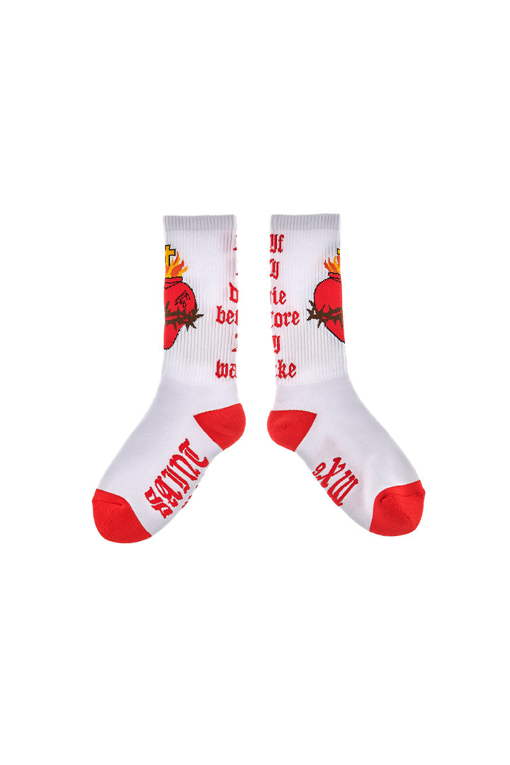 SOCKS/HEART/WHITE