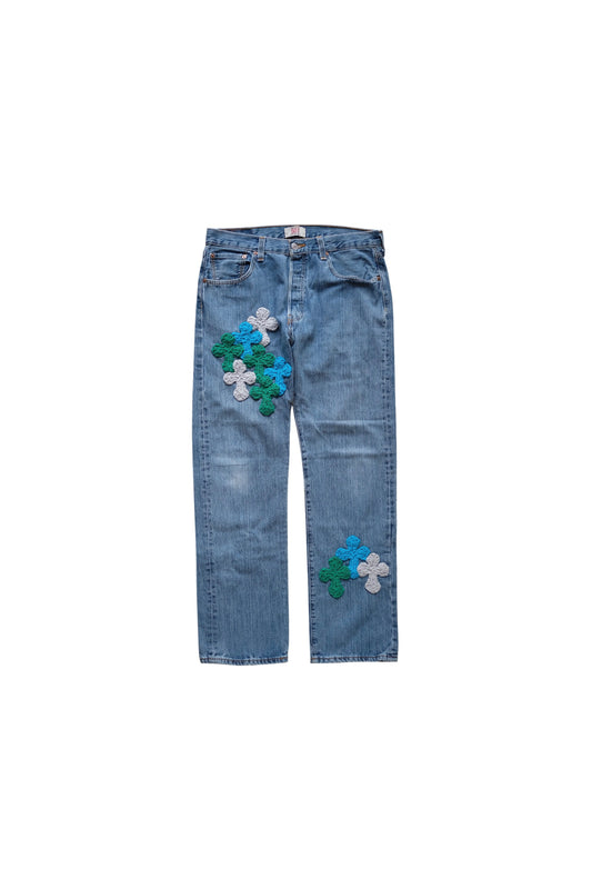 3D cross knit Denim