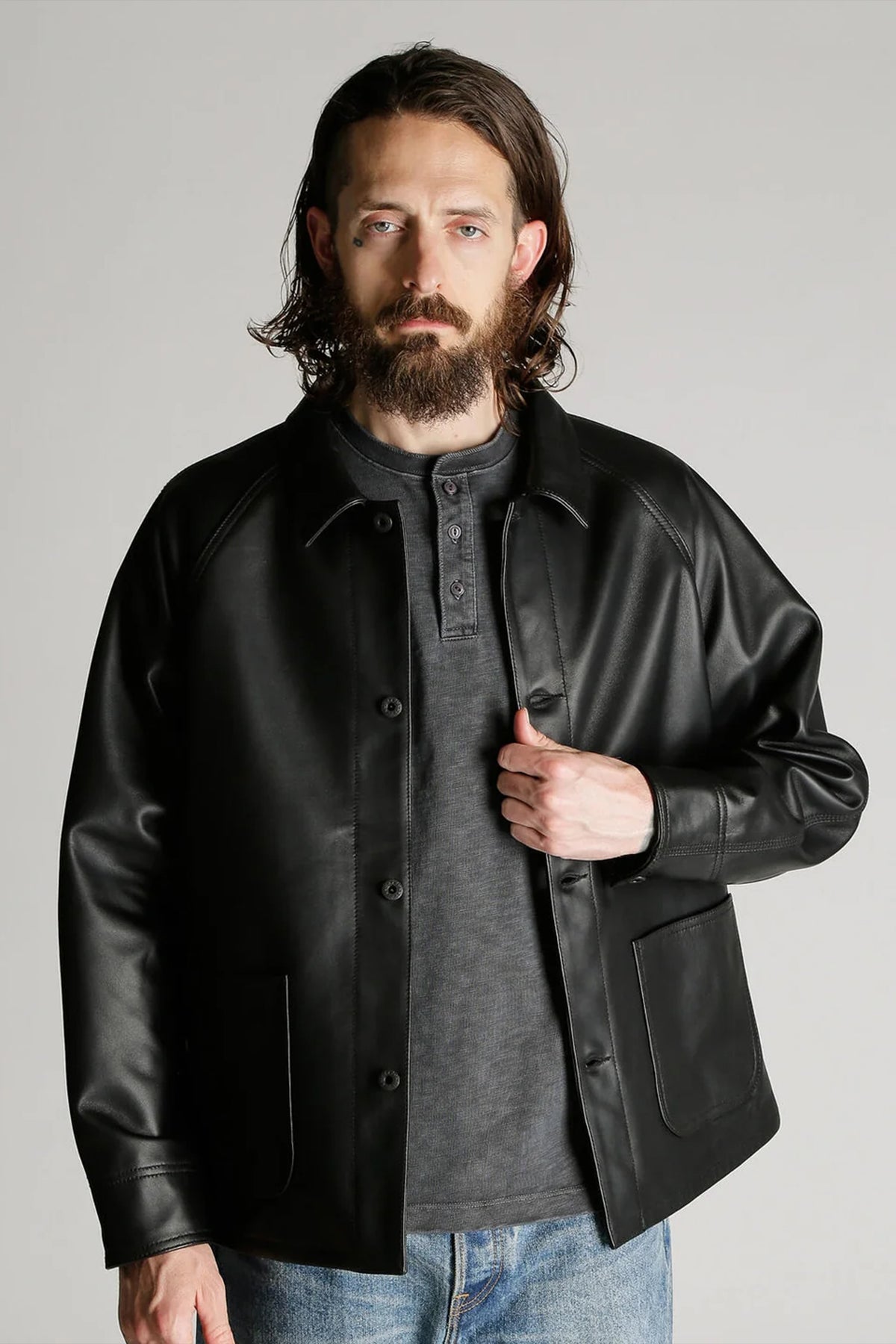 LAMB LEATHER COVERALL JACKET
