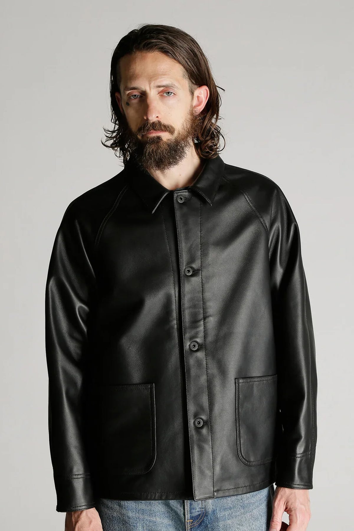 LAMB LEATHER COVERALL JACKET