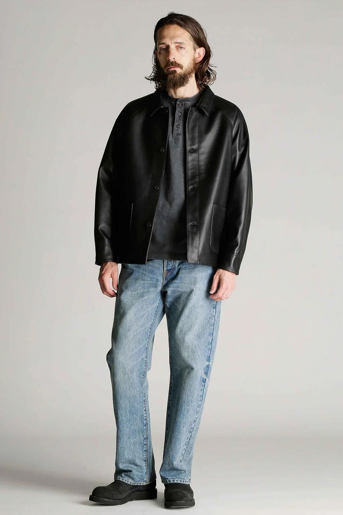 LAMB LEATHER COVERALL JACKET