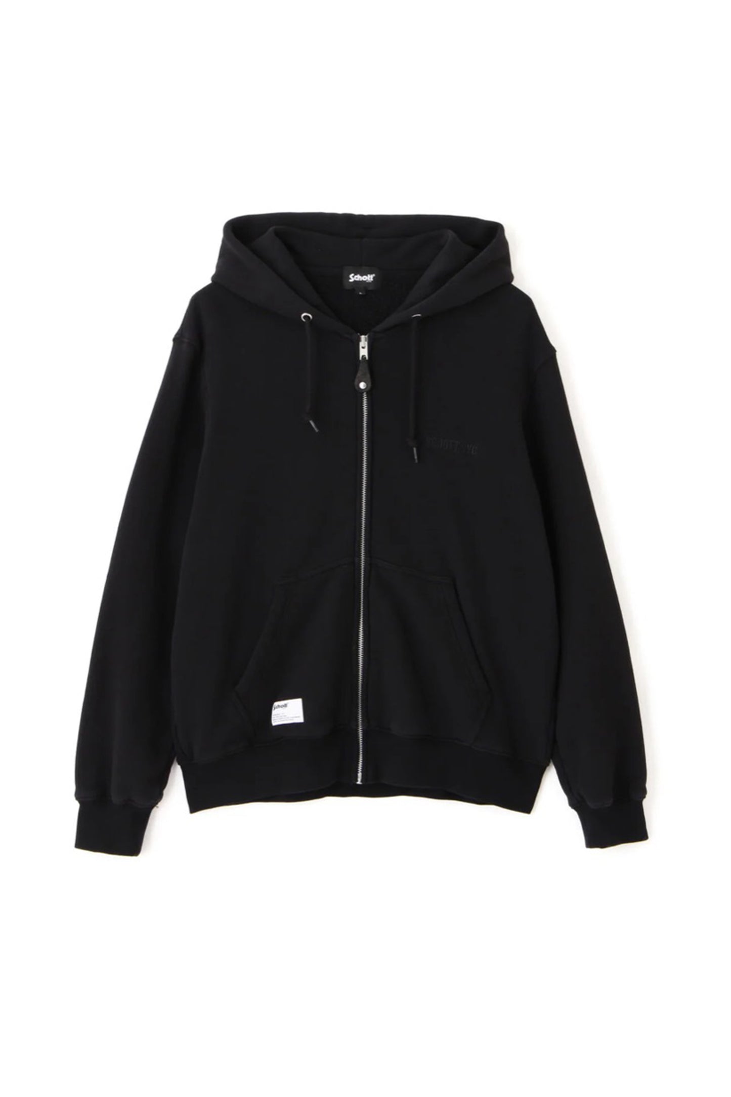 LEATHER ELBOW PATCH ZIP HOODED SWEAT