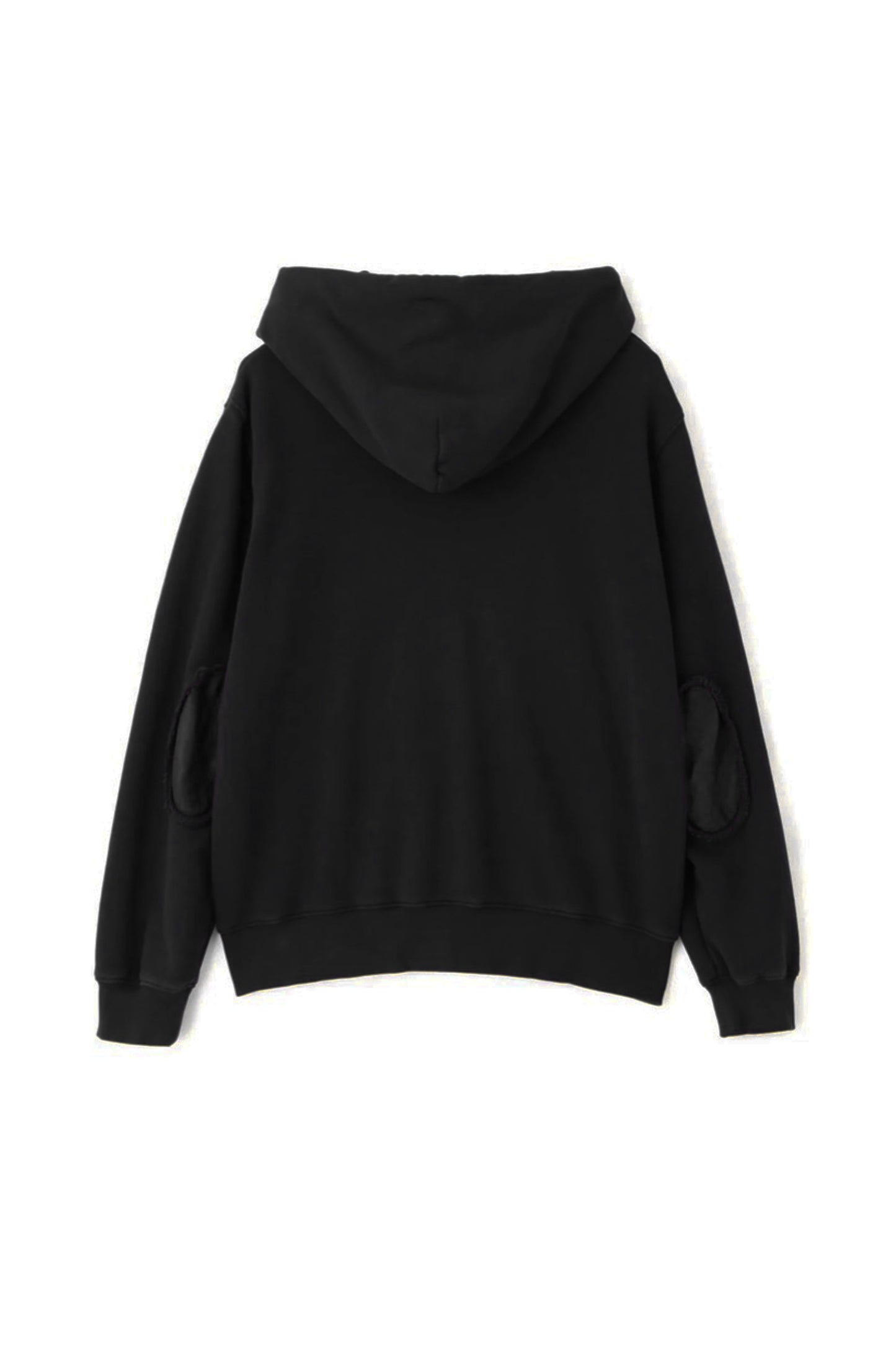 LEATHER ELBOW PATCH ZIP HOODED SWEAT