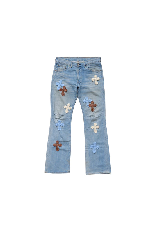 3D cross knit Denim