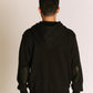 LEATHER ELBOW PATCH ZIP HOODED SWEAT