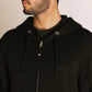 LEATHER ELBOW PATCH ZIP HOODED SWEAT