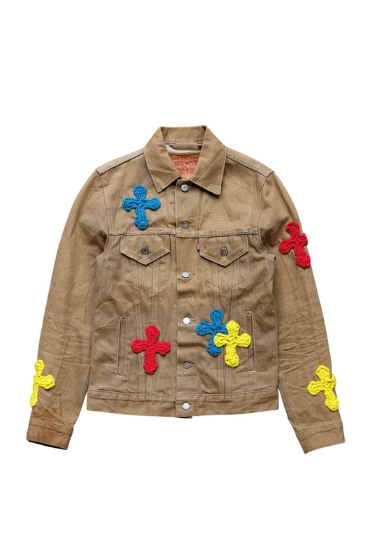 3D cross knit Denim Jacket